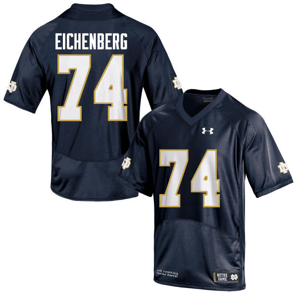 Men's NCAA Notre Dame Fighting Irish #74 Liam Eichenberg Stitched College Under Armour Authentic Navy Blue Football Jersey IC10M50IW